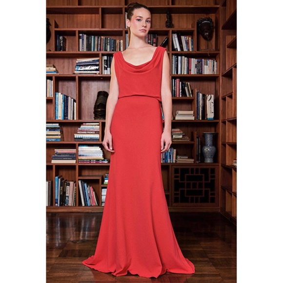 Tadashi Shoji Kayo Cross Back Crepe Gown - Picture 11 of 12
